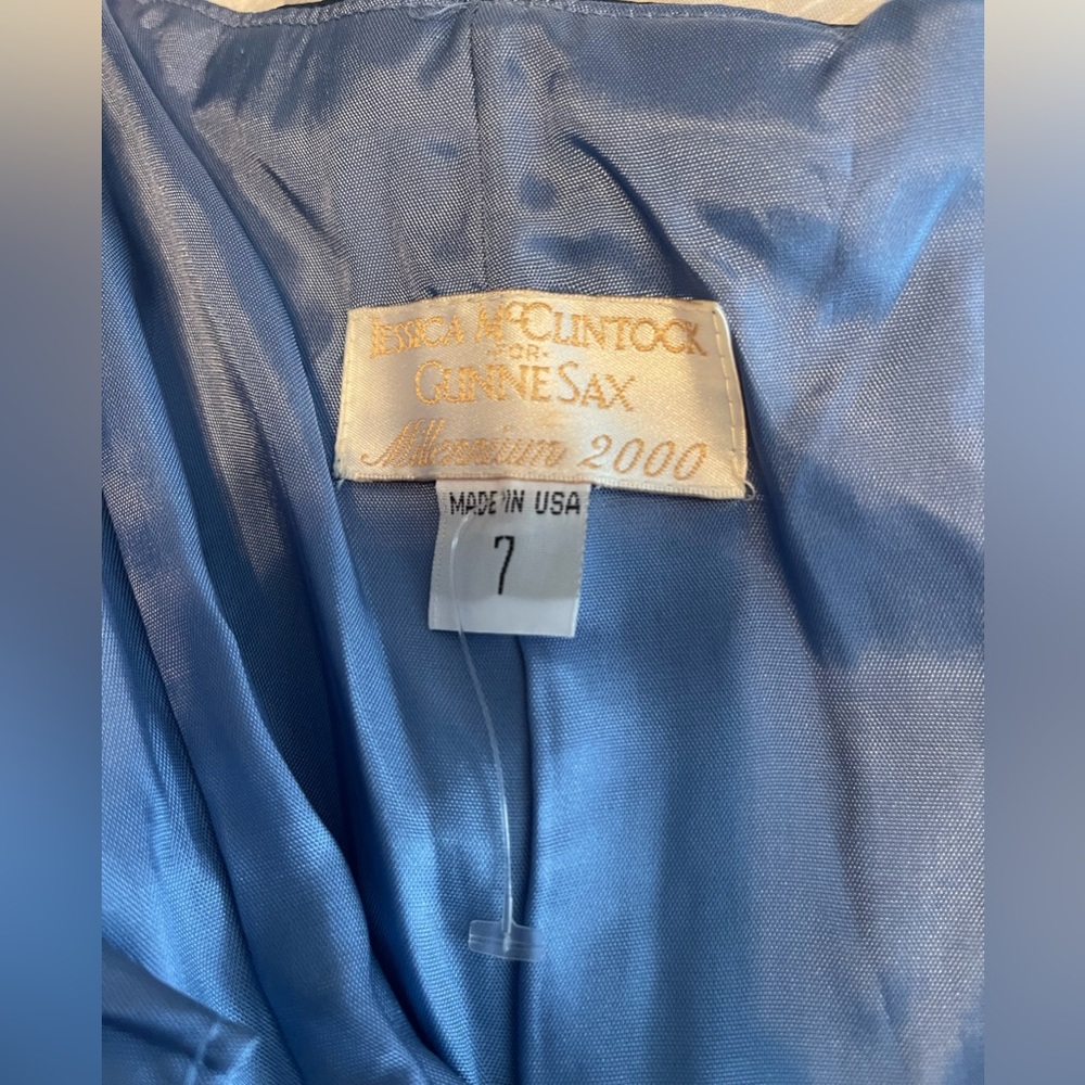 Jessica McClintock for Gunne Sax Millennium 2000 blue strapless formal gown 7 - Picture 2 of 6